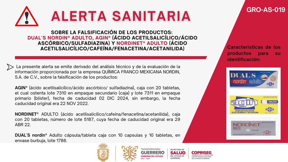 Alerta Sanitaria Sobre La Falsificaci N De Los Productos Duals Adulto Y Nordinet Adulto