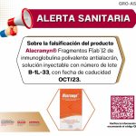 ALERTA SANITARIA (SOBRE LA FALSIFICACIÓN DEL PRODUCTO ALACRAMYN)