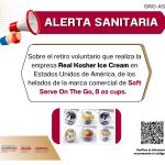 ALERTA SANITARIA SOBRE EL RETIRO VOLUNTARIO QUE REALIZA LA EMPRESA REAL KOSHER ICE CREAM.