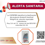 ALERTA SANITARIA SOBRE LA FALSIFICACION DEL PRODUCTO GRATEN ( MORFINA) 10MG/10Ml SOLUBLE INYECTABLE