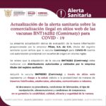 Alerta Sanitaria sobre la Comercialización ilegal en sitios web de las vacunas BNT162B2 (Comirnaty) para COVID – 19
