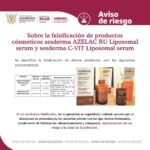 Alerta Sanitaria por la falsificación de los productos cosméticos sesderma AZELAC RU Liposomal serum y sesderma C-VITTM Liposomal serum.