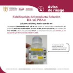 Aviso de Riesgo sobre la falsificación del producto Solución DX-50 PiSA® Glucosa al 50%, frasco con 50 ml.