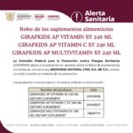 Alerta Sanitaria Sobre  el Robo de los suplementos alimenticios GIRAFKIDS AP VITAMIN SY 240 ML GIRAFKIDS AP VITAMIN C SY 240 ML GIRAFKIDS MULTIVITAMIN SY 240 ML