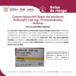 Aviso de Riesgo sobre la Comercialización ilegal del producto Zelboraf® 240 mg, (Vermurafenib), tabletas
