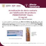 Alerta sanitaria por la falsificación del producto PRIMOTESTON® Depot, 25 mg/mL (testosterona), solución inyectable
