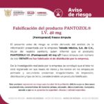Alerta Sanitaria por la la falsificación del  producto PANTOZOL® I.V. (Pantoprazol) 40 mg.
