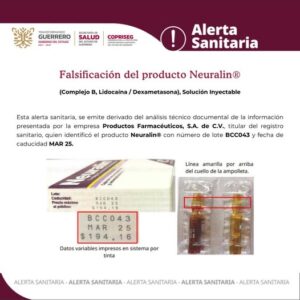 Alerta Sanitaria Sobre la Falsificación del producto Neuralin®